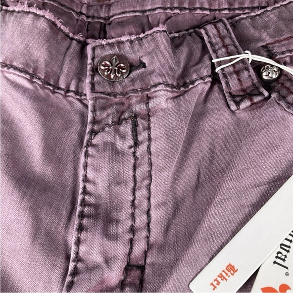 ROCK REVIVAL Moto Jeans Reid Biker Sz 40x 32 Embroidered Burgandy New With Tags - Picture 5 of 13